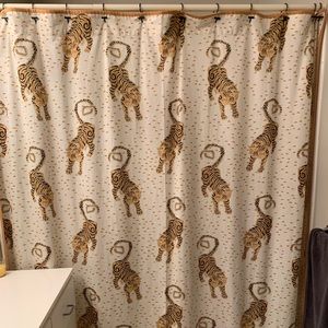 Anthropologie tiger-print shower curtain